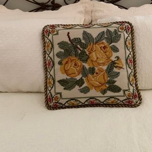 Yellow Roses Handmade needlepoint pillow